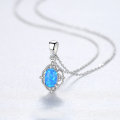 S925 Silver CZ Colorful Fire Opal Pendant Necklace